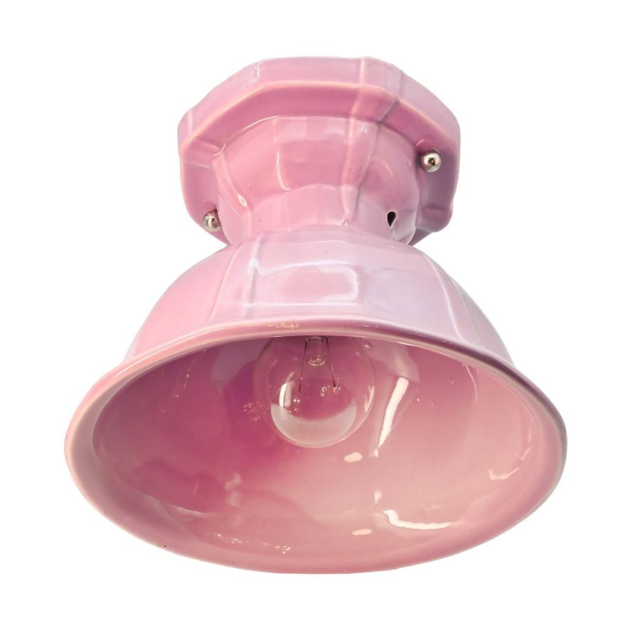 pink porcelain bare bulb flushmount — ARCHITECTURAL ANTIQUES added by Serena Finnerty