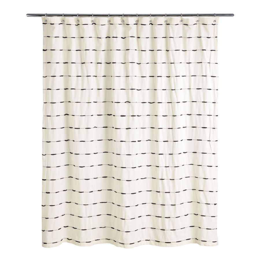 Taylor Ivory And Black Woven Stripe Shower Curtain - World Market added by Stacia Fridley