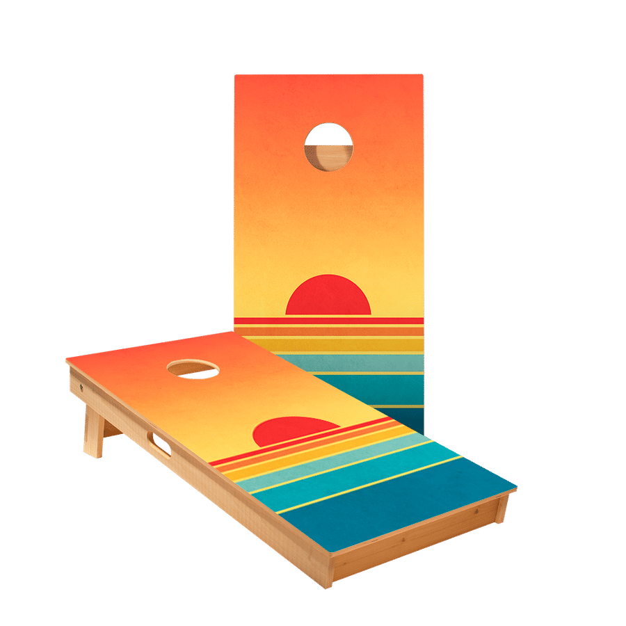 Retro Stripes Sunset Star Cornhole Boards added by KH Design Concepts