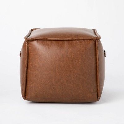 Evanston Leather Cube Pouf - Threshold™ designed with Studio McGee: Bonded Leather, Square Shape, No Assembly Required added by Anna Valdez