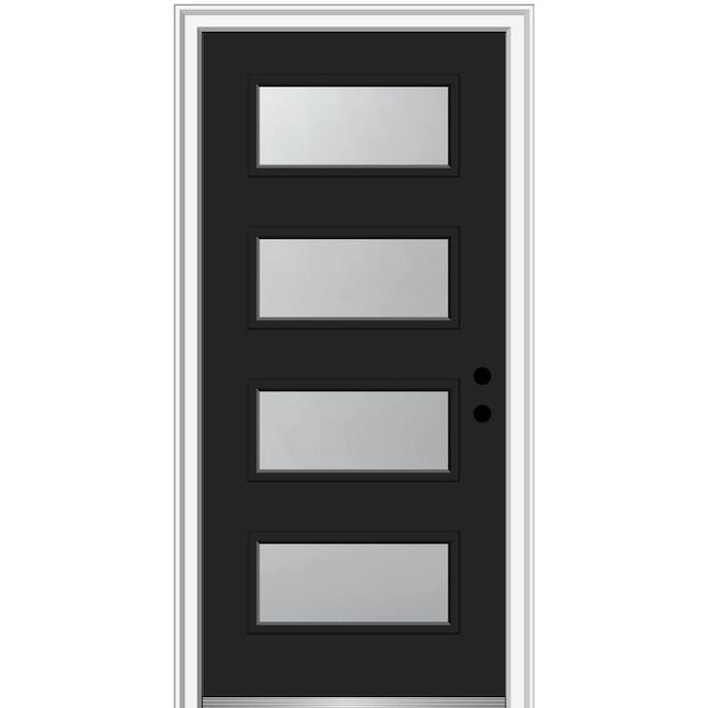 MMI DOOR Spotlights 36-in x 80-in Fiberglass Full Lite Left-Hand Inswing Black Painted Prehung Single Front Door with Brickmould Insulating Core added by Priscilla Salas