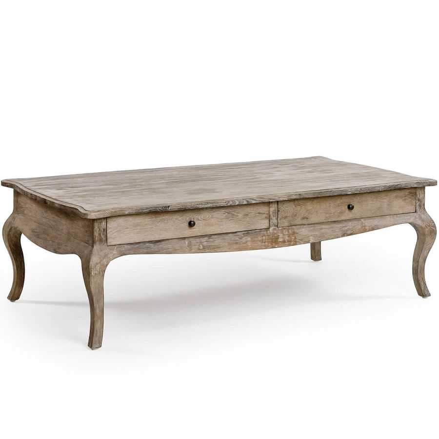 Weathered Wood French Coffee Table with Drawers added by Paisley Zeledon Dabao