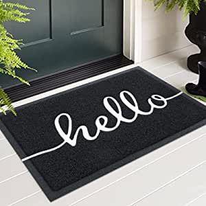 Colorxy “Hello” Door Mat, Dirt Trapper Doormats Non-Slip Low Profile Durable Door Mat for Outdoor, Indoor, Entrance, Patio, Front Back Door, 17.5" x 30", Black added by Tuwanna Thompson
