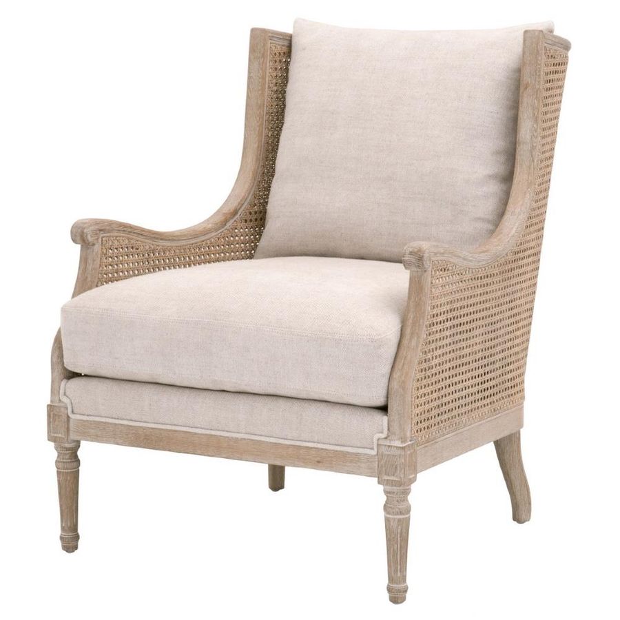 Beau French Country Beige Cushion Grey Birch Wood Wing Occasional Arm Chair added by Rachel Putnam