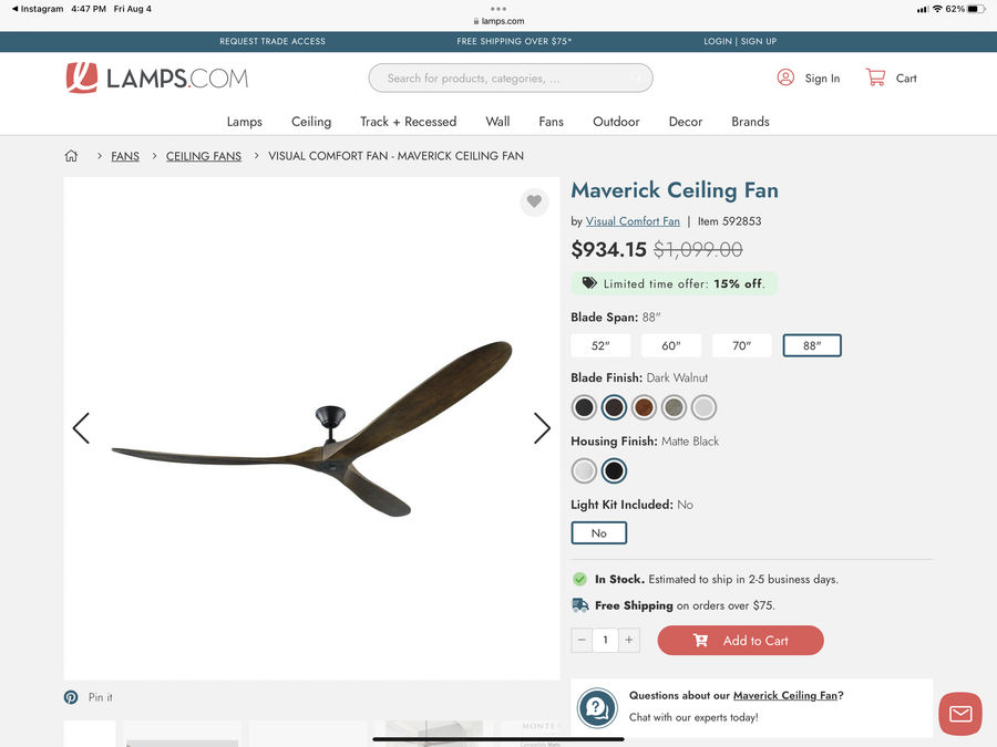 Maverick Ceiling Fan added by Kylie Park