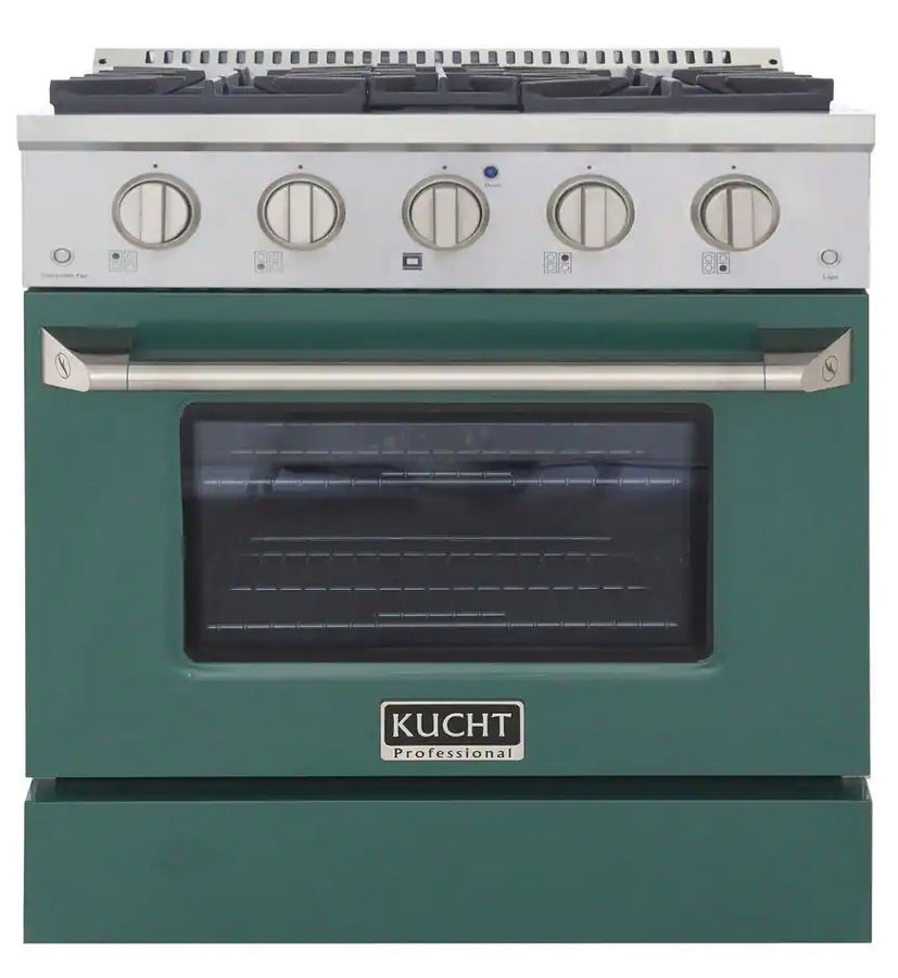 Kucht Pro-Style 30 in. 4.2 cu. ft. Natural Gas Range with Sealed Burners and Convection Oven in Green Oven Door KNG301-G - The Home Depot added by Olga Dragieva