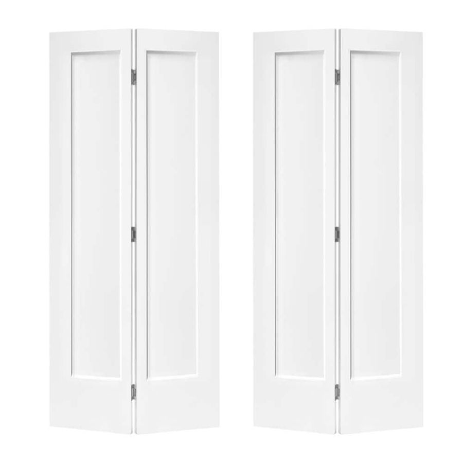 CALHOME 48 in. x 80 in. 1-Panel Shaker White Painted MDF Composite Bi-Fold Double Closet Door with Hardware Kit BF-1PANEL-24W(2) - The Home Depot added by HELEN SALGADO