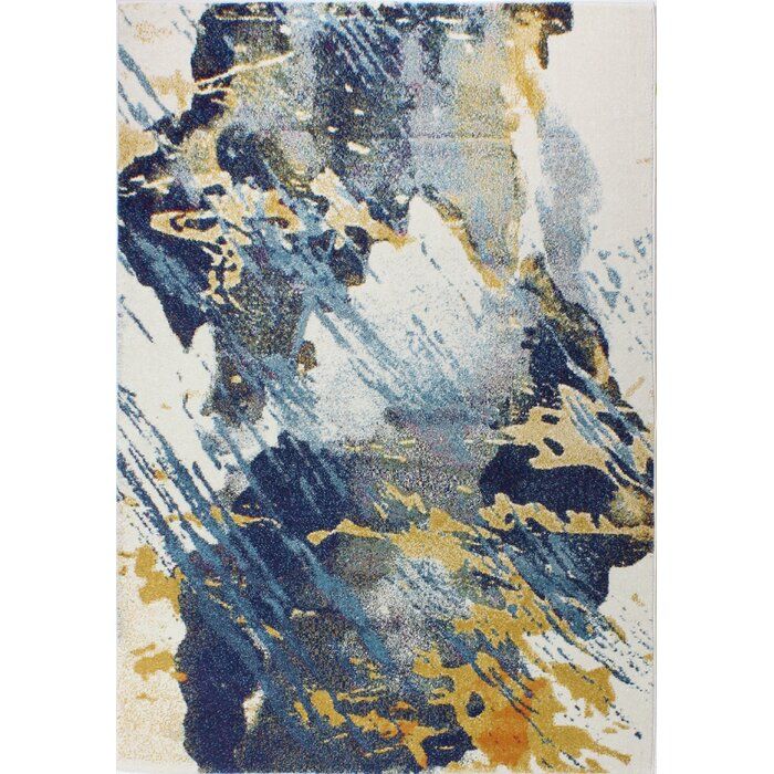 Coughlin Abstract Area Rug in Ivory/Blue/Gold added by Spoak Member
