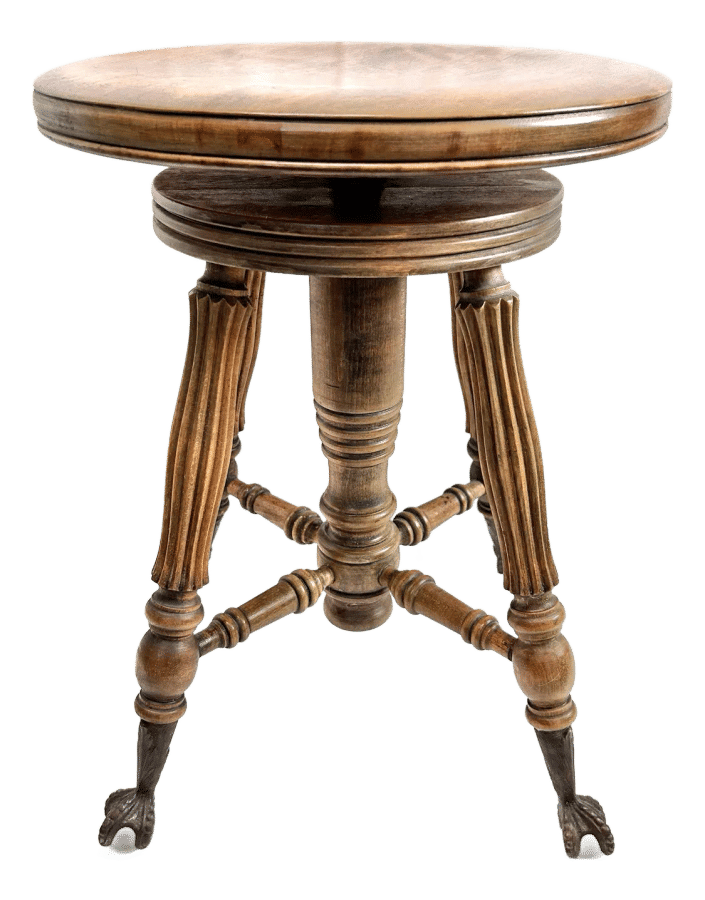 Antique Tonk Solid Wood Adjustable Piano Stool With Fluted Legs and Glass Ball Claw Feet added by Kaitlin Madden