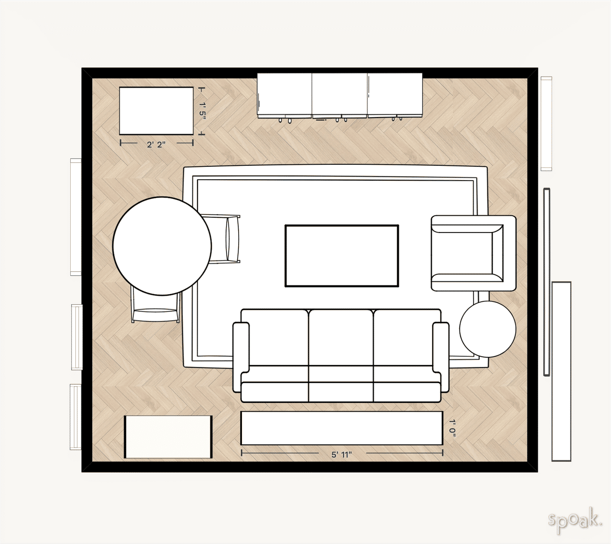 Living + Dining Room Floor Plan designed by Alexis Kelly