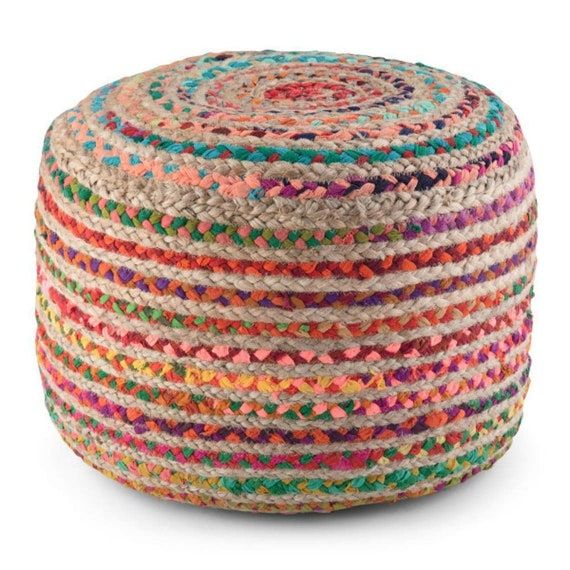 Unstuffed Jute & Cotton Mix Pouf Cover Braided in Various | Etsy added by Sarah Kaiser