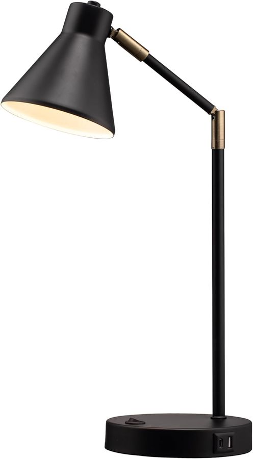 O'Bright Astrum - LED Desk Lamp with Dual USB Charging Ports, 100% Metal, 270 Degree Swivel Arms, Soft White Light (3000K), Bedside & Home Office Table Lamp, ETL Listed, Black - Amazon.com added by Ashley Quick