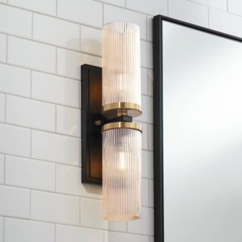 Stiffel Palais 20 1/4" Black Brass 2-Light Wall Sconce - #736N1 | Lamps Plus added by Sandy Schargel Interiors