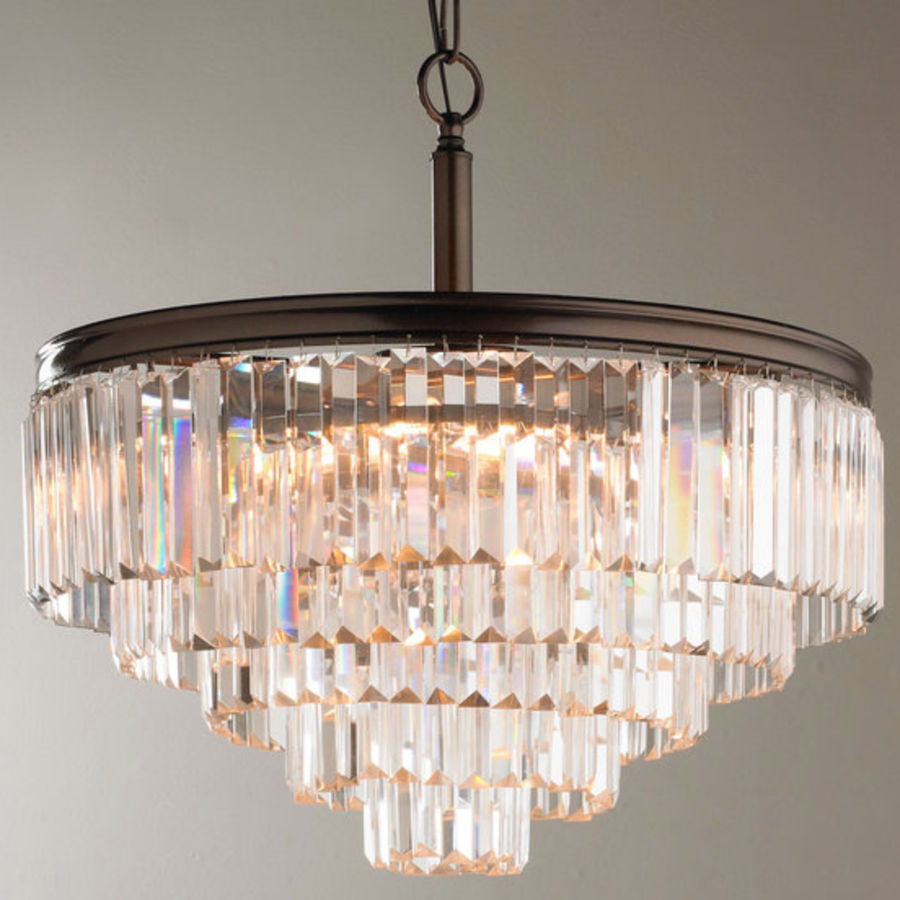 Modern Faceted Glass Layered Chandelier - Convertible added by Tina Montemayor Design