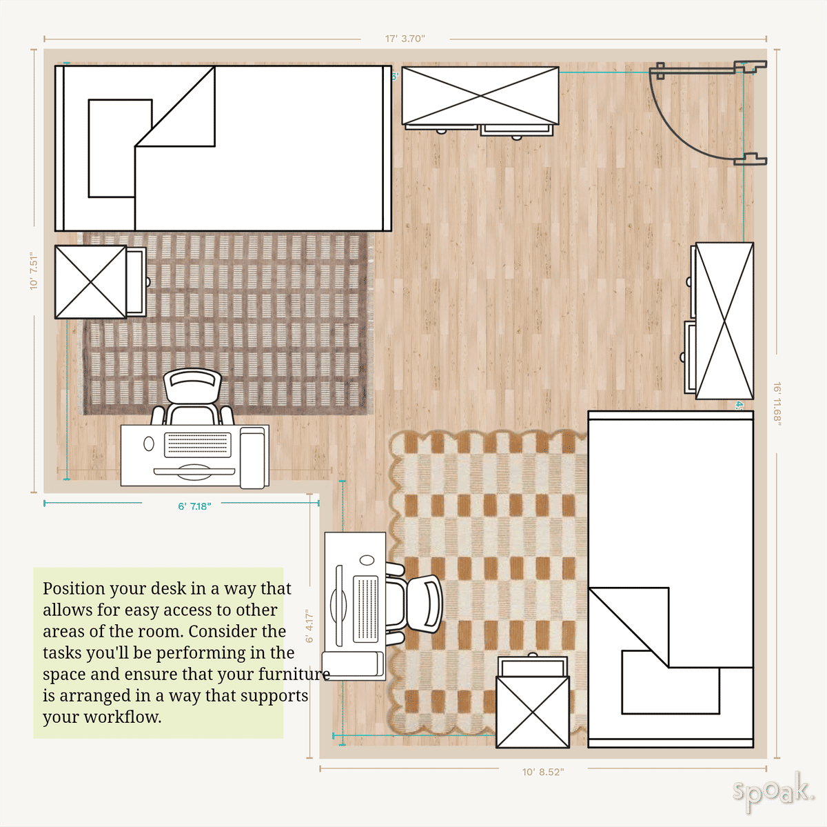L-Shaped Primary Bedroom Plan designed by Madison Winn