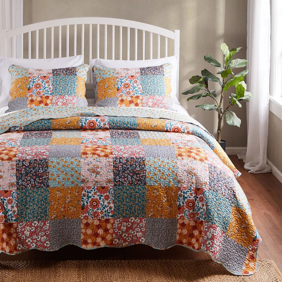 Barefoot Bungalow Carlie Modern Calico Reversible Cotton Quilt Set added by Rhealynn Weeda