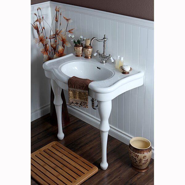 Kingston Brass Imperial 29.13'' Tall White Vitreous China Circular Console Bathroom Sink with Overflow added by Erin Peacock