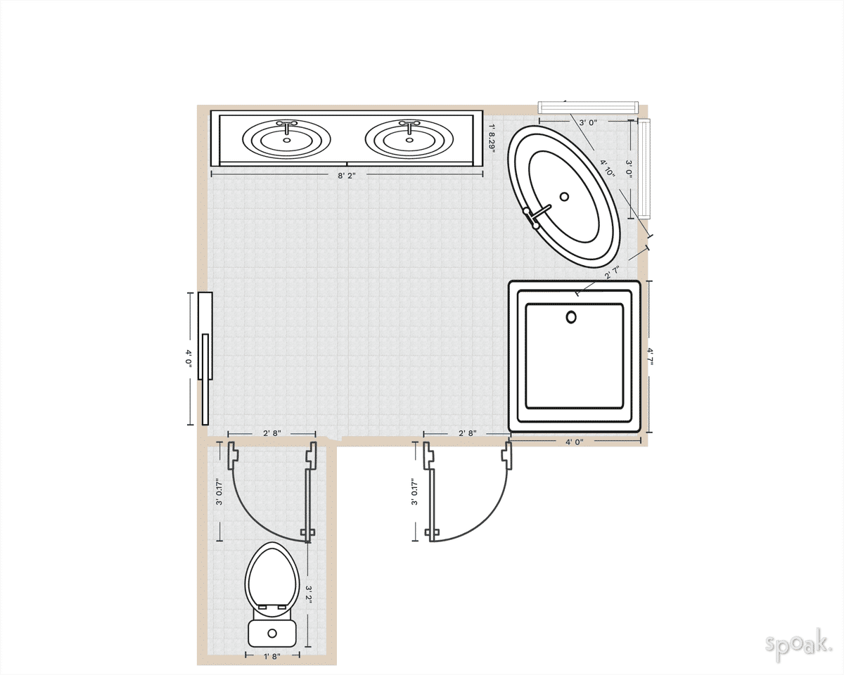 Jack And Jill Bathroom Floor Plan designed by Sara Bates