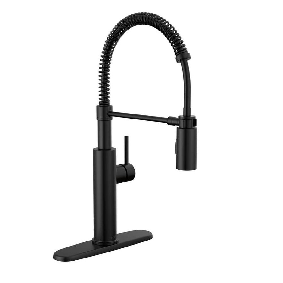 Delta Antoni Single-Handle Pull-Down Sprayer Kitchen Faucet with Spring Spout in Matte Black 18803-BL-DST - The Home Depot added by Madeline Abernathy