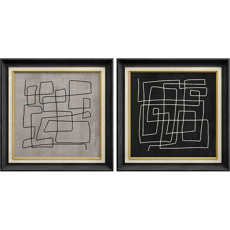 " Mid-Century Modern Black And White Line " 2 - Pieces added by Erica Williams