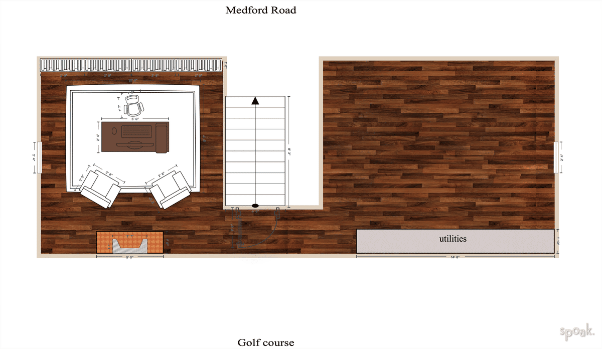 Living + Dining Room Floor Plan designed by Rebecca Johnson