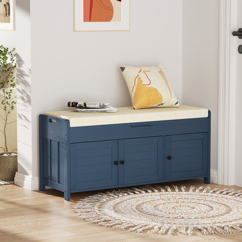 43.5" Shoe Storage Bench with Cushion, Entryway Storage with Hidden Storage added by Rachel Fedorov