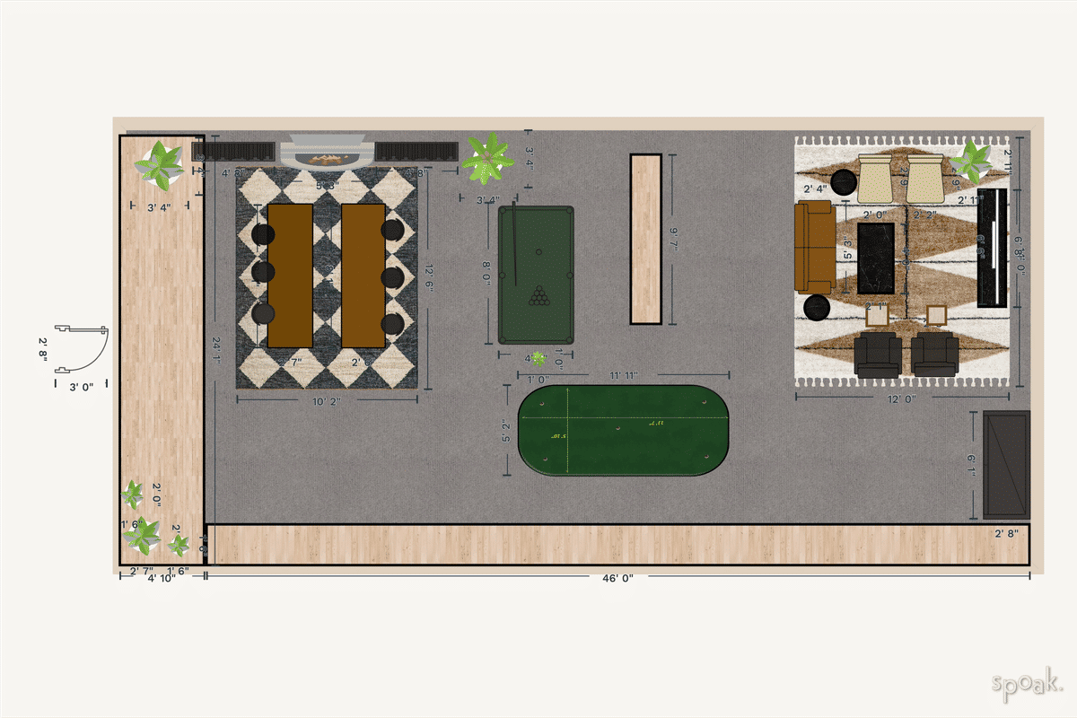 Living + Dining Room Layout designed by Asia Haynes