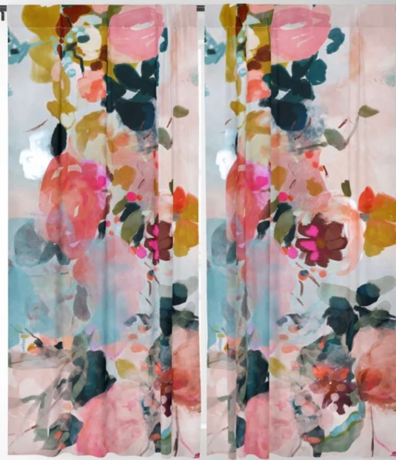 floral bloom abstract painting Blackout Curtain by lalunetricotee Art Paintings added by Lindsay Etter