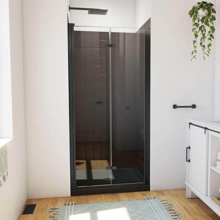 DreamLine 36 in. L x 36 in. W x 76-3/4 in. H Center Drain Alcove Shower Stall Kit in Satin Black DL-6526QC-88-09 - The Home Depot added by Zanneta Peart Bennett