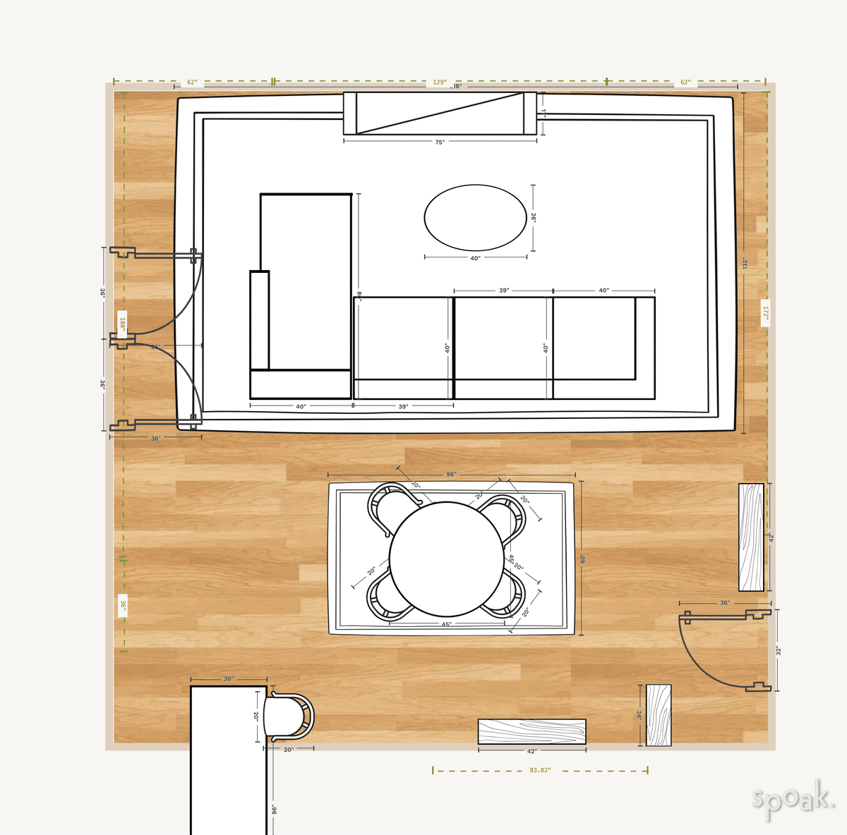 Living + Dining Room Plan designed by Jackie Goodenough