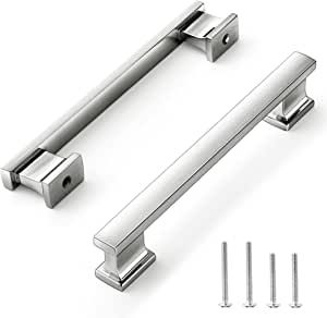 VEHCIL Square Cabinet Pulls,10 Pack 5 Inch(128mm) Hole Centers Brushed Satin Nickel Cabinet Handles Hardware for Kitchen Cupboard Closet Bathroom Dresser Drawer,Solid Zinc Alloy added by HELEN SALGADO