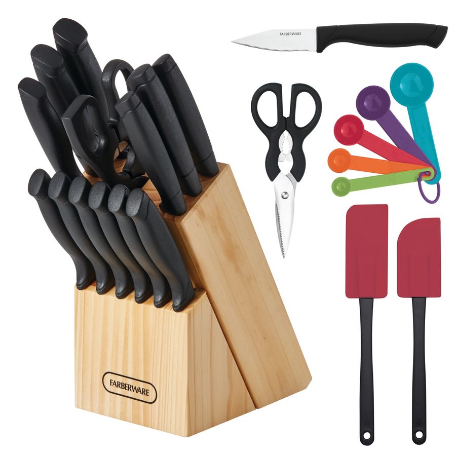 Farberware Classic 23 Piece Never Needs Sharpening Dishwasher Safe Stainless Steel Cutlery and Utensil Set in Black - Walmart.com added by Jesse Coleman