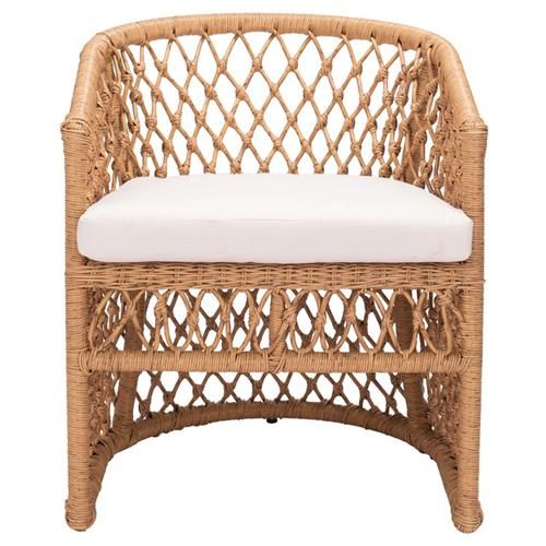 Eden Coastal Beige Cushion Brown Woven Rattan Outdoor Lounge Arm Chair added by Emmaline Nabors