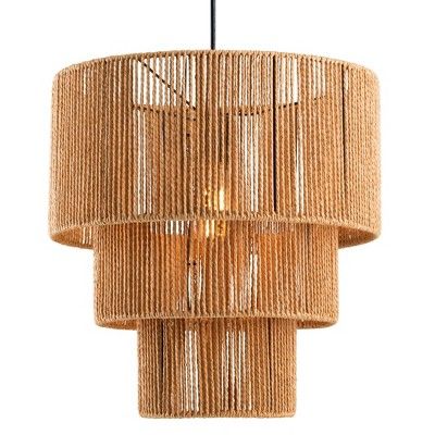 C Cattleya Boho Light Fixtures Ceiling Mount, 3-Tiered Natural Paper Rope Pendant Ceiling Light Fixture added by Kristen Hobbs
