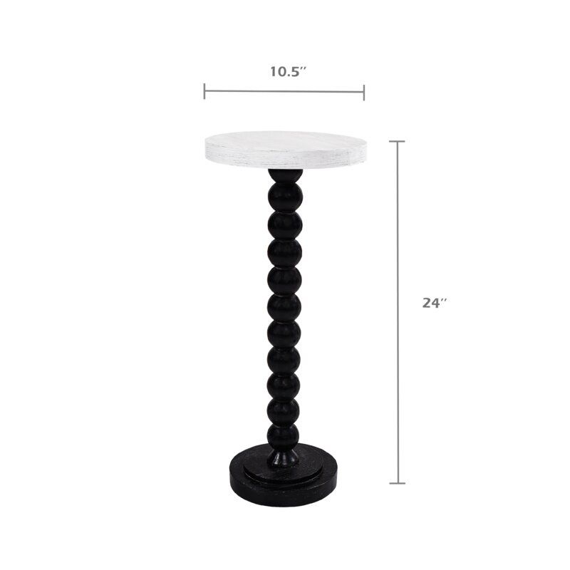 Gatik Pedestal Small End Table, Contemporary Side Table with Black Base and White Top added by Whitney Crutcher