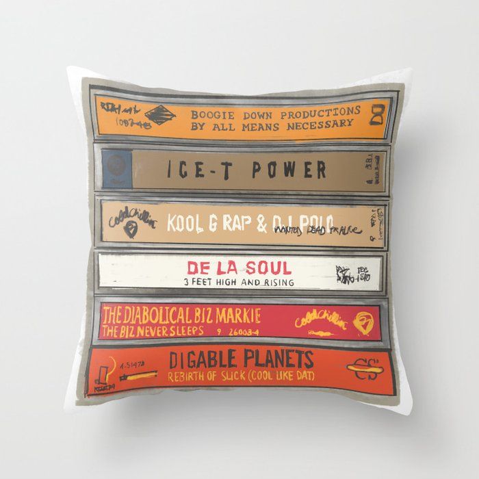 Old School 80's and 90's hip hop tapes 560 Throw Pillow by Gingerblah  Justin Cownden added by Zanneta Peart Bennett