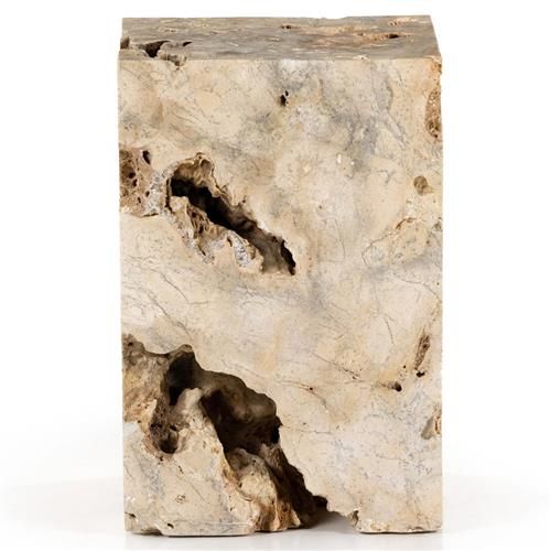 Ferly Modern Classic Beige Solid Travertine Stone Square Block End Table added by Shane Mehta