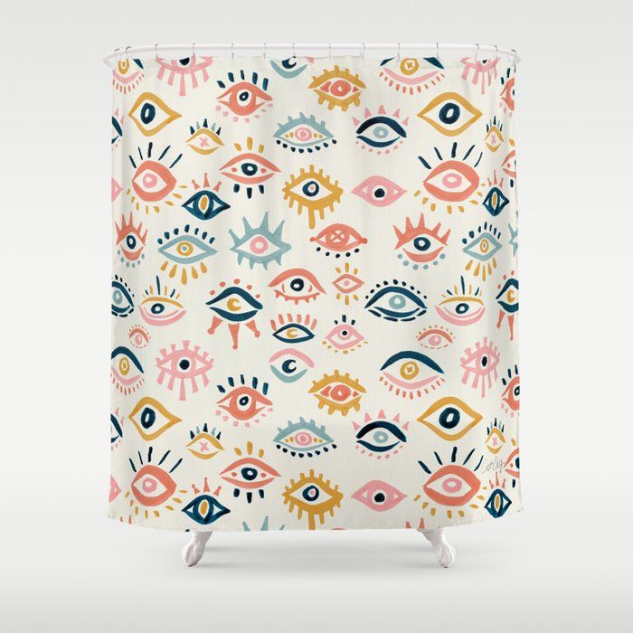 Mystic Eyes – Primary Palette Shower Curtain by Cat Coquillette added by Jamie Stellato