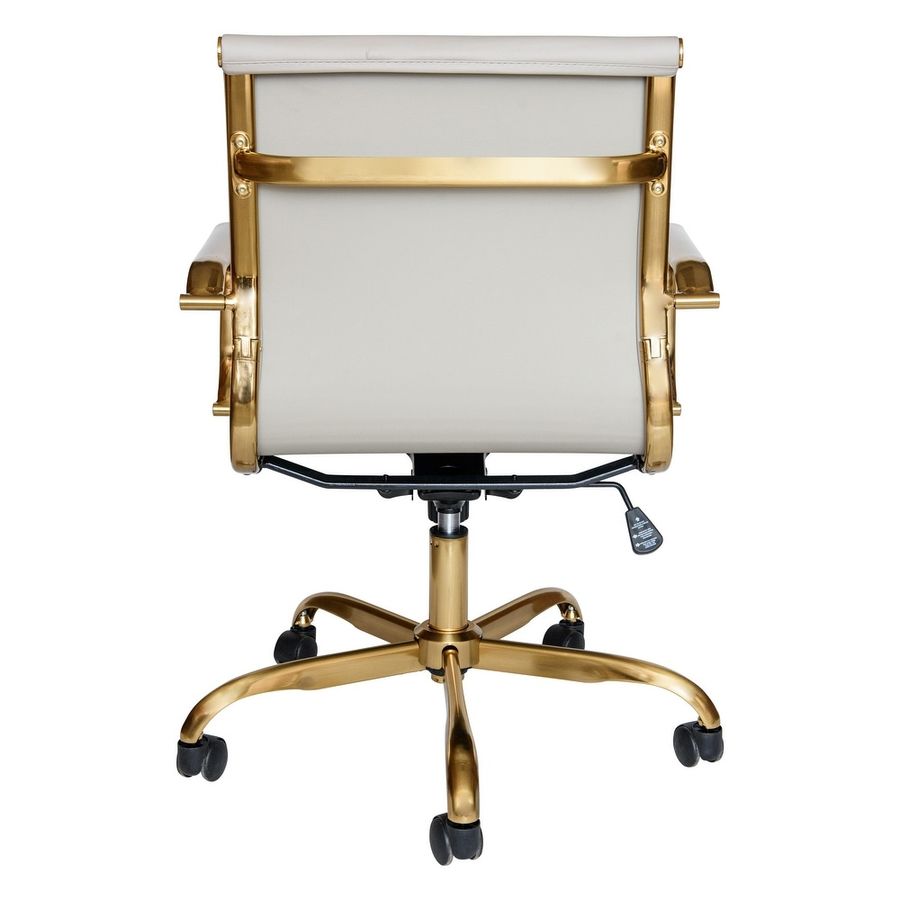LeisureMod Harris Leather Swivel Gold Frame Office Chair - Tan added by Meredith Neel