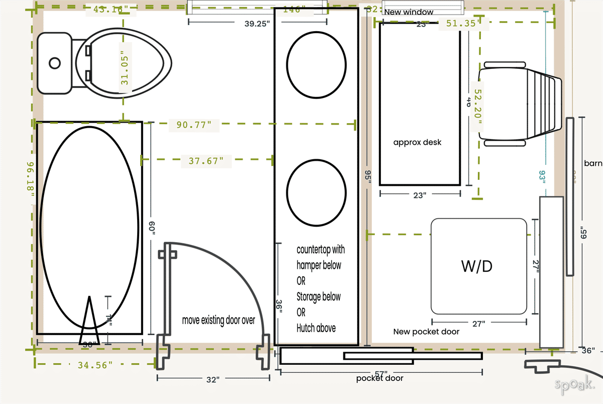 Large Bathroom Floor Plan designed by Daniela Benloulou