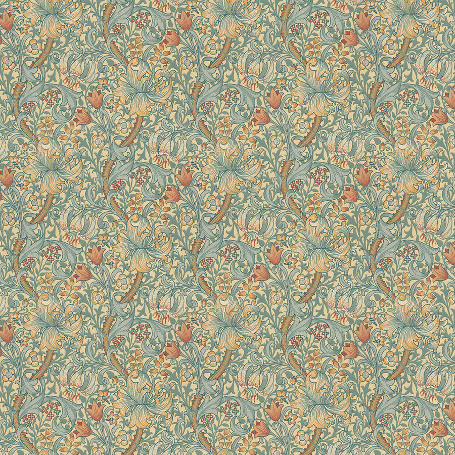 Golden Lily by Morris - Yellow / Gold / Blue Green - Wallpaper : Wallpaper Direct added by Spoak Member