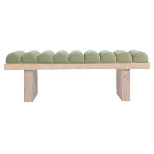 Worlds Away Caspian Modern Classic Sage Green Velvet Cerused Oak Bench added by Chandler Beasley