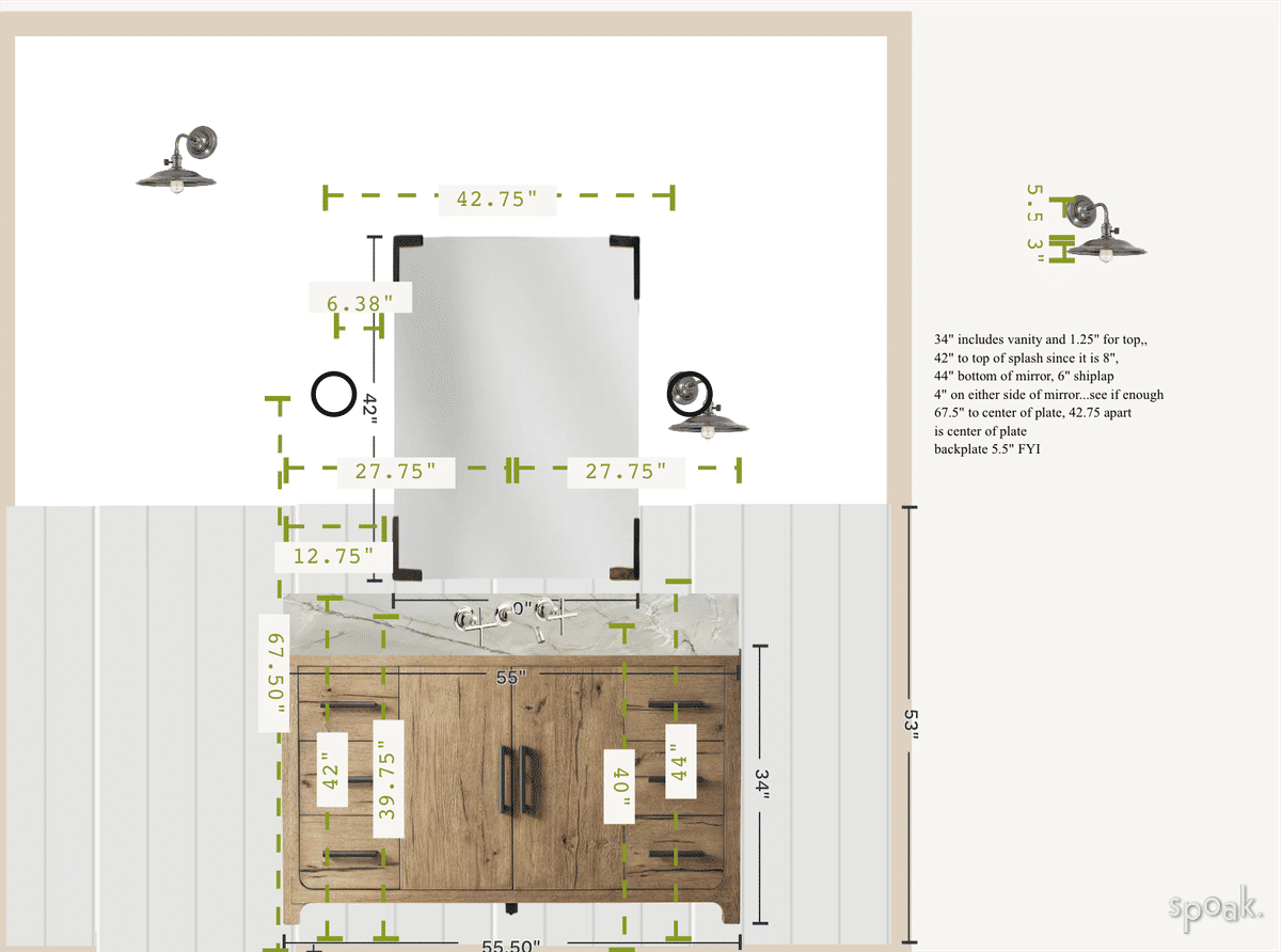 Half Bathroom Plan designed by Jaime Montecalvo