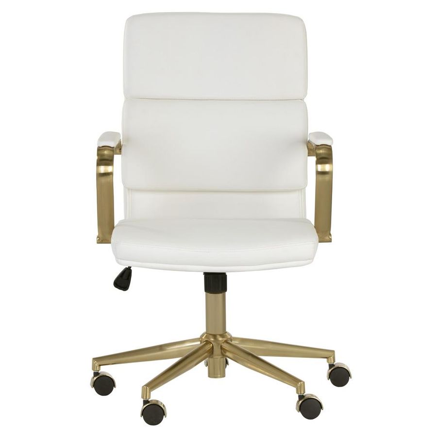 Sunpan Kleo Regency White Upholstered Faux Leather Gold Steel Executive Chair added by Courtney Shaw