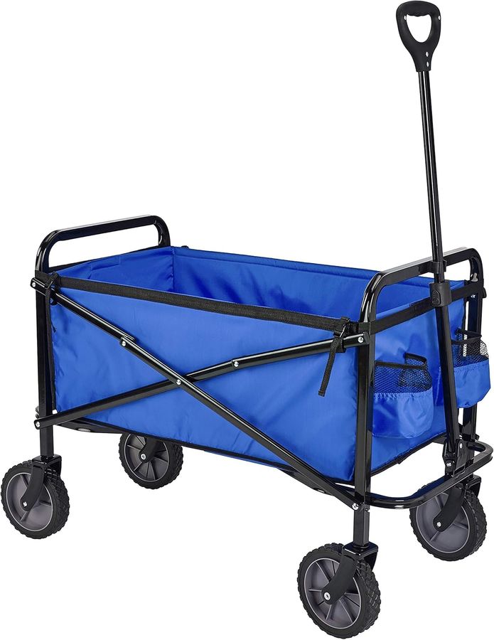 Amazon Basics Collapsible Folding Heavy Duty Utility Wagon for Outdoor Sports, 265 pounds Weight Capacity, Camping, Garden, and Shopping, 27.6 x 40.9 x 20 inches, Blue added by sallie tyler
