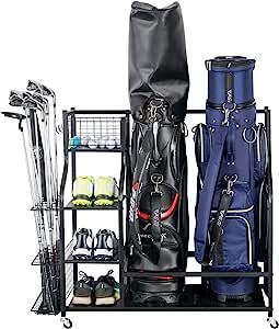 Mythinglogic Golf Storage Garage Organizer, Golf Bag Storage Stand and Other Golfing Equipment Rack, Extra Storage Rack for Golf Clubs added by Courtney Black