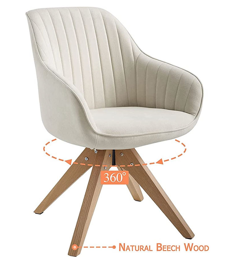 Mid-Century Modern Swivel Accent Chair Off White with Oak Wood Legs Armchair for Home Office Study Living Room Vanity Bedroom Desk added by Karlie Thatcher