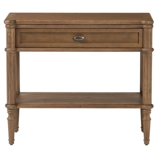 Tacorey Rustic Lodge Brown Solid Oak Wood 1 Drawer Nightstand added by Kate McKay Designs