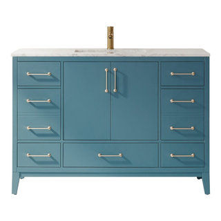 Sutton 48" Carrara White Marble Countertop Single Vanity w/o Mirror Gray - Transitional - Bathroom Vanities And Sink Consoles - by Homesquare | Houzz added by Lisa Brennan