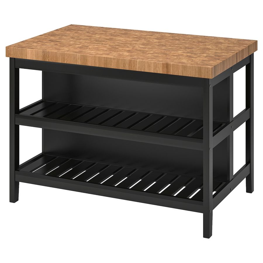 VADHOLMA Kitchen island, black, oak, Width: 49 5/8" - IKEA added by Alexa Williams